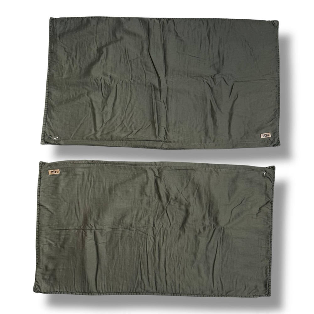 UGG Dawn Moss Green King Size Quilted Cotton Fabric Pillowcases Shams - Picture 4 of 6
